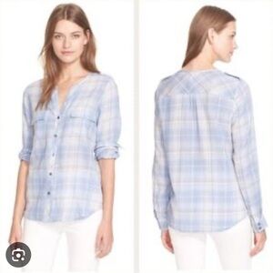 Joie Sky Blue Plaid Button-Down Shirt
